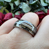 Bright Meteorite Gold Foil Inlay 8MM 18k Gold Colour Tungsten Carbide Wedding Rings