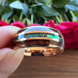 New Abalone Shell and Wood Inlay 8MM Gold Tungsten Wedding Ring for Men Women