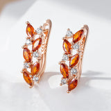 14 Karat Rolled Gold Shiny Red AAA Zircon Diamonds High Quality Drop Earrings for Women
