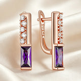 Splendid Purple AAA Zircon Diamonds 14K Filled Gold Drop Square Earrings