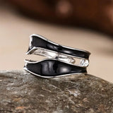 New Wave Design Elegant Black/White Enamel Versatile Rings for Women