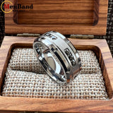 Black Silver Cubic Zirconia Stones Inlay 8mm Mens Womens Wedding Tungsten Ring