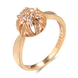 14K Filled Gold AAA Zircon Diamonds Personality Spherical Geometric Hollow Elegant Ring