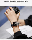 New Women's Square Watch - Fashion Silicone Strap Simulated Smart Dial 35mm Black Rose Gold Quartz Movement Watch