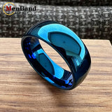 High Polished Dome 6mm 8mm Blue/Black/Gunmetal Men Women Tungsten Carbide Rings