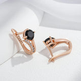 14 Karat Gold Filled Shiny Black White AAA Zircon Crystals Luxury English Earrings