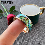 New Arrival 6-8MM Colorful Crushed Shell Inlay Men Women Tungsten Comfort Fit Wedding Rings - Popular Choice - The Jewellery Supermarket