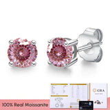 Real 0.1-3CT Moissanite Diamond Stud Earrings Silver Platinum Plated  Fine Jewelry