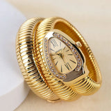 Elegant Unique Snake Shape Silver Green Colour Fashion Quartz Womens Zircon Diamonds Bling Luxury Ladies Watches