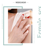 Simple Romantic Hearts AAAA Lab Created Diamond Silver Link Chain Ring
