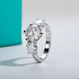 Beautiful 5ct D Colour Three Stone Moissanite Diamonds 18GP Silver Engagement Wedding Promise Rings GRA Jewellery