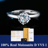Fabulous 100% Real Moissanite Ring D VVS1 Adjustable Size S925 Sliver GRA Certificate Wedding Rings for Women