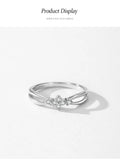 Pleasing Geometric Crossed Line AAAA Lab Created Diamonds 925 Silver Ring