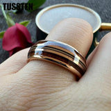 Real Wood Inlay 8MM Rose Gold Colour Guitar String Tungsten Wedding Ring for Men and Women - Fashion Jewellery - The Jewellery Supermarket