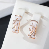 14 Karat Rolled Gold Unique Jewellery Quality White Ceramics Drop Earrings For Women