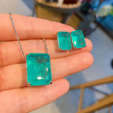 Vintage Jewelry Sets for Women Lab Paraiba Tourmaline Emerald Wedding Party Earrings Pendant Necklace Anniversary Gift Wholesale - The Jewellery Supermarket