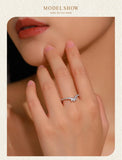 Delicate Chevron Silver AAAA Lab Created Diamond V-Shaped Water Droplet Ring