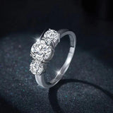 2/4 Carat Moissanite Diamonds 3-Row Ring, Fashionable Design, High-End Luxury Niche 925 Sterling Silver Jewellery