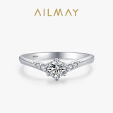 New Sterling Silver Fashion Round Clear AAAA Lab Created Diamond Solitaire Ring