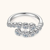 12 Stone 1.56cttw Sparkling Moissanite Twist Shank Silver Moissanite Engagement Rings