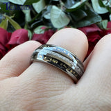 Bright Meteorite Gold Foil Inlay 8MM 18k Gold Colour Tungsten Carbide Wedding Rings