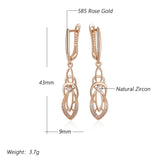 14K Filled Gold Glossy Hollow Geometry AAA Lab Created Zircon Diamonds Drop Earring