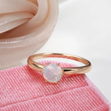 14K Gold Filled New Minimalist Matte White 6 Prongs AAA Zircon Crystal Glossy Ring