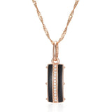 Elegant Luxury 14K Rolled Rose Gold AAA Zircon Diaonds and Black Enamel Necklace - Fine Fashion Jewellery