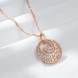 Luxury 14K Filled Rose Gold AAA Zircon Diamonds Circle Hollow Pendant Necklace For Women - Fine Daily Party Jewellery