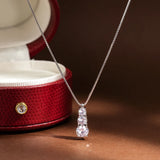 Gorgeous 1.8cttw D Colour 3 Stones Full Moissanite Diamonds Necklace For Women - S925 Sterling Silver Fine Jewellery