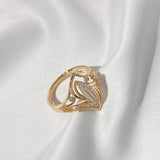 Unique Splendid 14K Rolled Rose Gold Curve Micro Wax Inlay AAA Zircon Diamonds Ring - Fine Fashion Jewellery