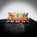 Creative Elegant Flower Gold Colour Handmade Enamel Flower 925 Silver Ring
