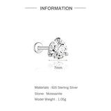 Sterling Silver Moissanite Diamonds Multi-Size Round Cartilage Tragus Stud Earrings
