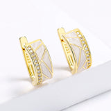 Classic White Fashion Handmade Enamel 18KGP Earrings with AAA Zircon Diamonds