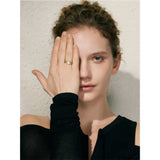18K Gold Plated Fashion Stainless Steel Natural Shell Fritillary Geometric Ring