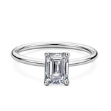 Solitaire Emerald Cut VVS1 D Colour 1.0ct Moissanite Sterling Silver Engagement Ring