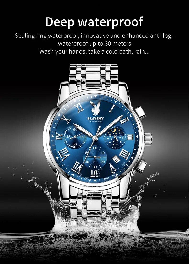 Luxury Brand Original Quartz Watch for Men - Chronograph Waterproof Stainless Steel Classic Business Wristwatch - The Jewellery Supermarket