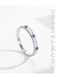 925 Sterling Silver Fashion Charm AAAA Lab Created Purple Enamel Process Ring