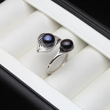 Excellent White/Black/Pink/Purple Natural Double Pearl Silver 925 Rings