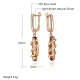 14K Gold Filled Fashion Light Brown AAA Zircon Crystals Unique Square Drop Earrings