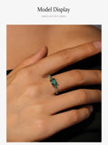 Elegant AAAA Lab Created Diamonds Silver Vintage AAA Green Square Zircon Rings