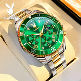 PLAYBOY Popular Original Stainless Steel Waterproof Quartz Multifunction Casual Fashion Trend Mens Watches