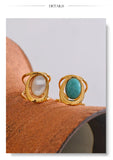 18K Gold Plated Exquisite Natural Stone Open Adjustable Glossy Popular Ring
