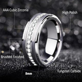Half Eternity Round 5A Cubic Zircon Crystals Tungsten Carbide Men's Promise Wedding Rings, Fashionable Jewellery - The Jewellery Supermarket
