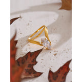 18K Gold Plated Stainless Steel AAA Zirconia Diamond  Delicate Ring Exquisite Fashion Jewellery