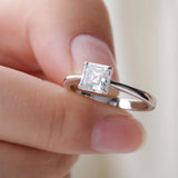Amazing 1/2/3/5CT Asscher Cut VVS1 D Colour Moissanite Diamond Silver Solitaire Ring