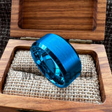 Brushed Finish Beveled Polished Edge 10/12mm Men Wedding Black Tungsten Rings