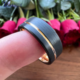 Excellent Offset Grooved Brushed 8MM Tungsten Wedding Rings for Men Women