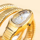 Luxury Ladies Snake Shape Quartz Women's Fashion Watches Creative Quartz Unique Bracelet Elegant Jewellery