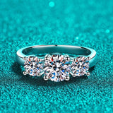 Superb Full D Colour Moissanite Diamonds Sterling Silver Rings 3-Stone Proposal Engagement Wedding Rings Jewellery